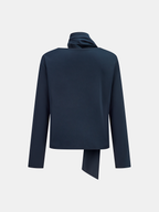 Asymmetric Tie-Neck Button Detail Satin Blouse