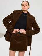 Belted Suede Effect Mini Skirt