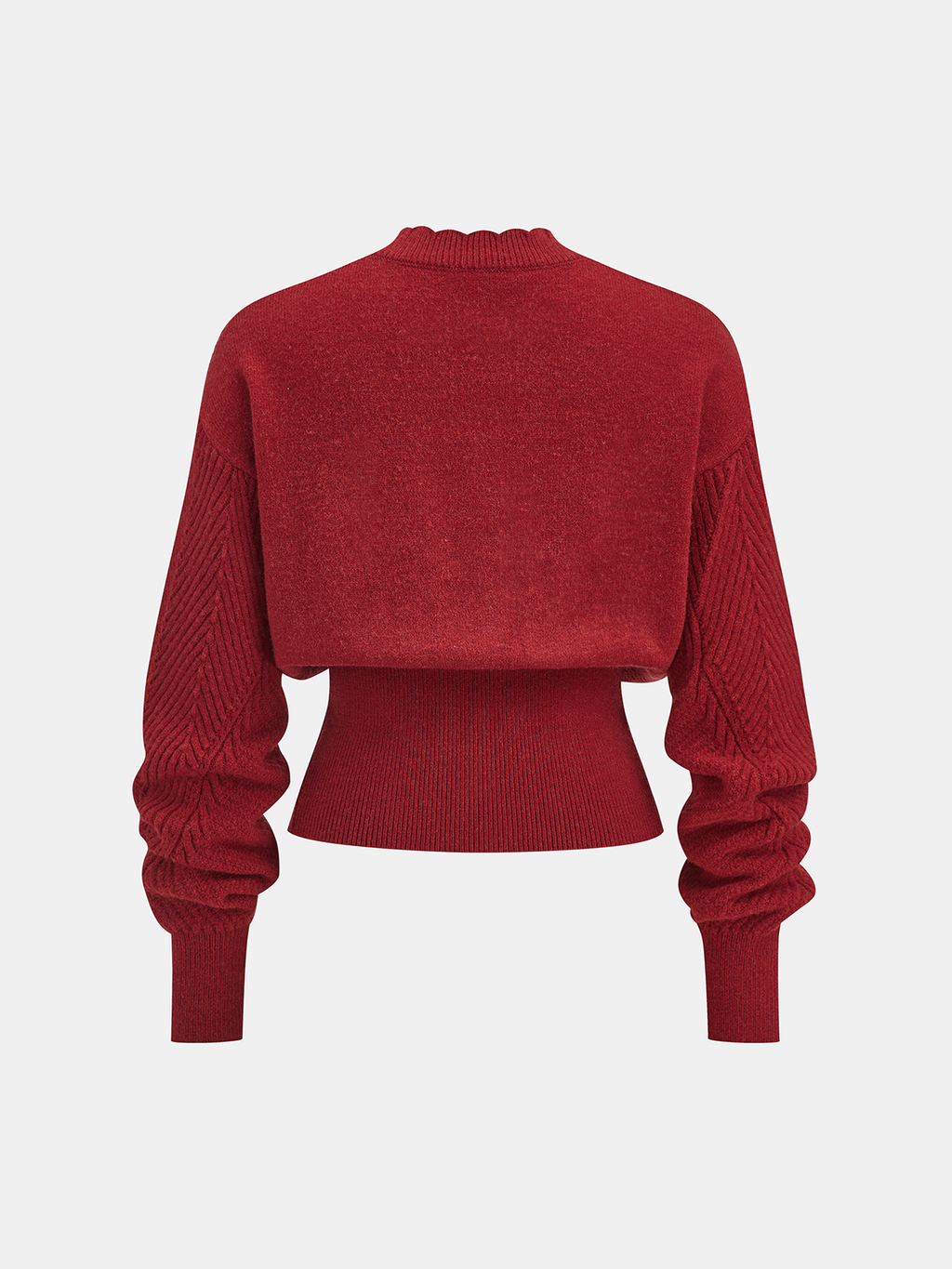 Scalloped Edge Ribbed V-Neck Buttoned Cardigan