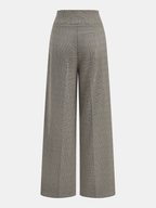 High-Waist Button Detail Plaid Wide-Leg Pants