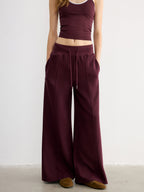 Drawstring Wide-Leg Knit Pants