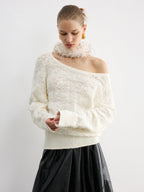 Off-Shoulder Open-Knit Sweater