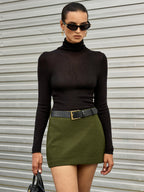 High-Waist Belted Mini Skirt