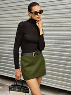 High-Waist Belted Mini Skirt