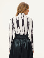 Zebra Print Turtleneck Long-Sleeve Top