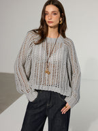 Side Tie Oversized Open-Knit Sweater