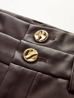 Double Waistband Faux Leather Pants