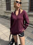 Halter Off-shoulder V-Neck Sweater