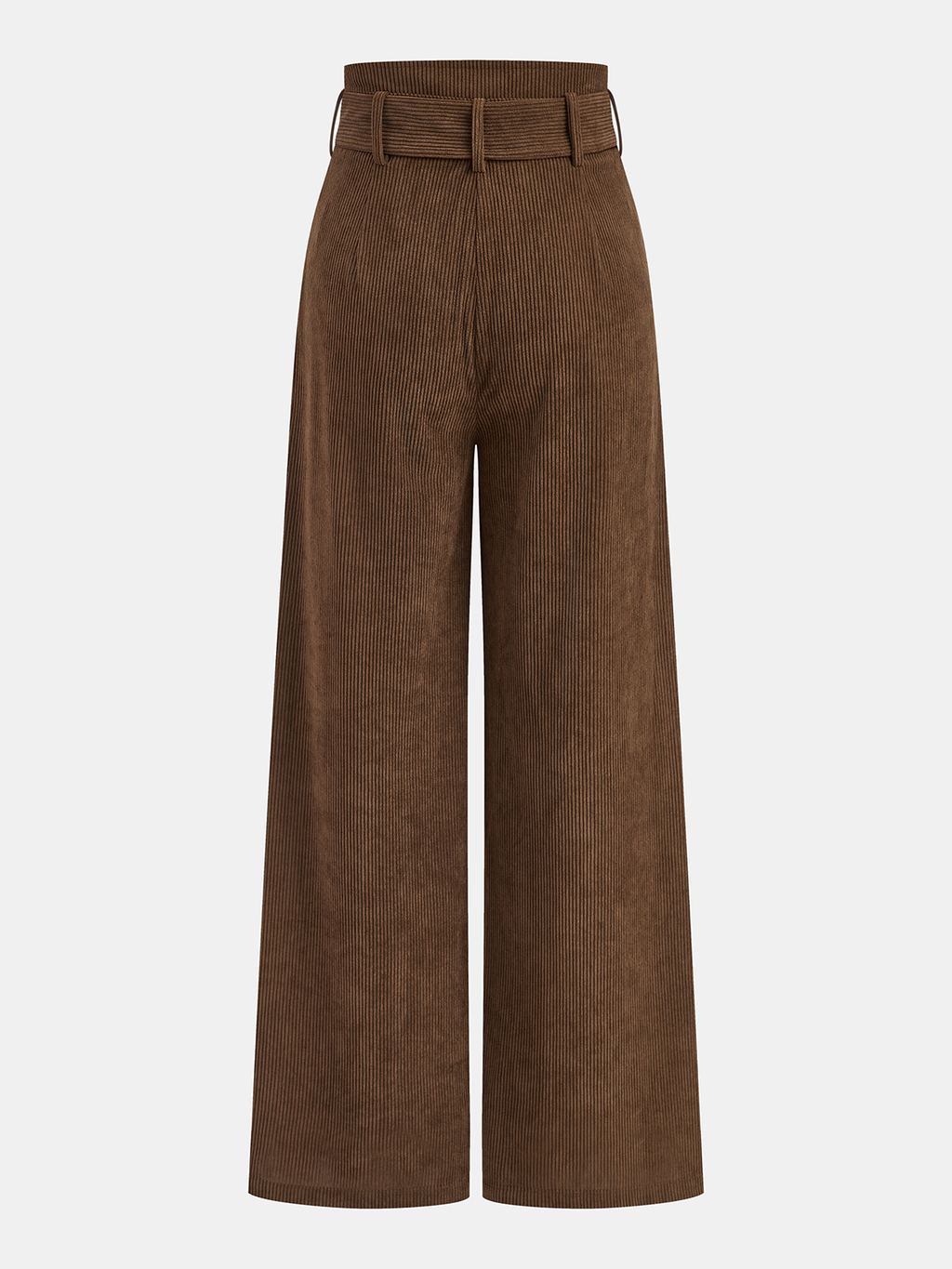 Belted Corduroy Wide-Leg Pants