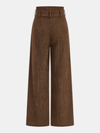 Belted Corduroy Wide-Leg Pants
