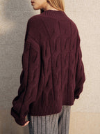 Wool-Blend Cable Knit Sweater