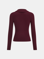 Lapel Ruched Long-Sleeve Top
