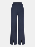 Knit V-Neck Cardigan and Slit Pants Set