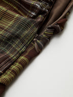 Plaid Chiffon Asymmetric Midi Skirt