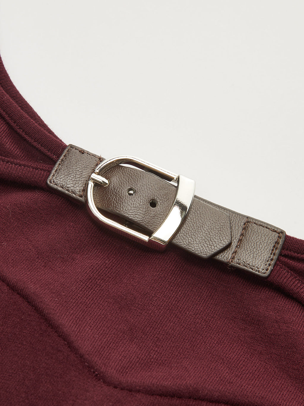 Bra-Free Buckle Detail Backless Long-Sleeve Bodysuit