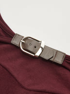 Bra-Free Buckle Detail Backless Long-Sleeve Bodysuit