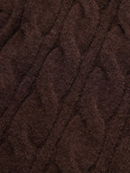 Cross-Front V-Neck Cable Knit Sweater