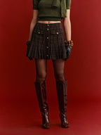 Plaid Wool-Blend Mini Skirt