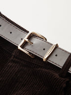 Belted Corduroy Wide-Leg Pants
