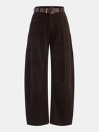 Belted Corduroy Wide-Leg Pants