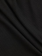Side Button Asymmetric Lapel Ribbed Knit Top