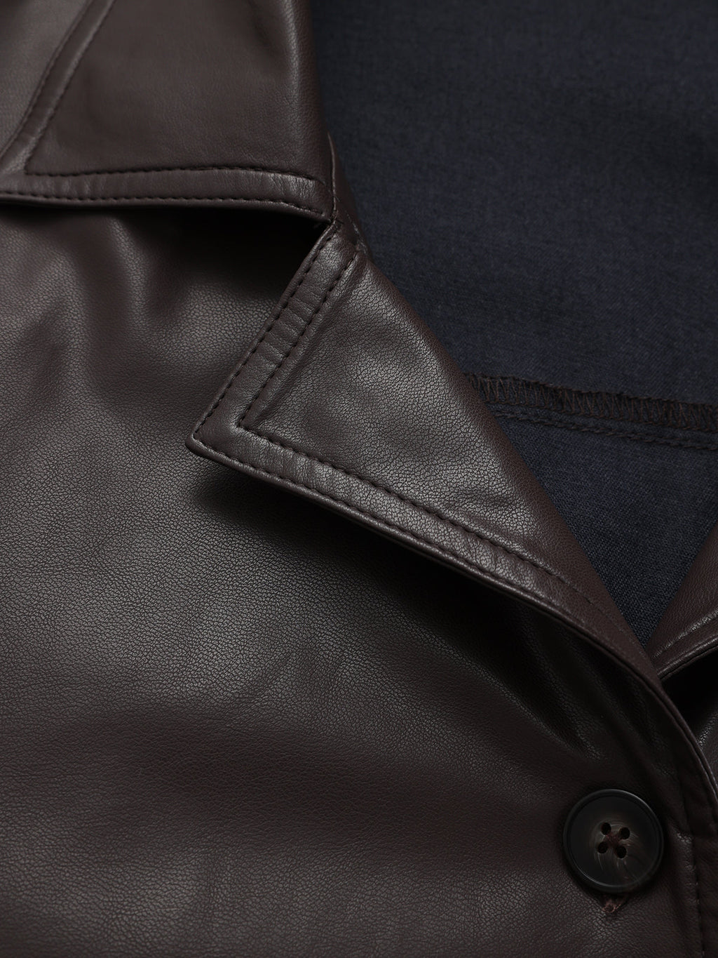 Tie Waist Faux Leather Wrap Shirt