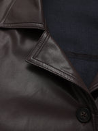 Tie Waist Faux Leather Wrap Shirt