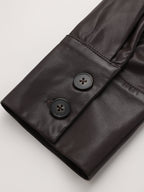 Tie Waist Faux Leather Wrap Shirt