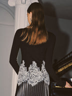 Contrast Lace Hem Knit Top