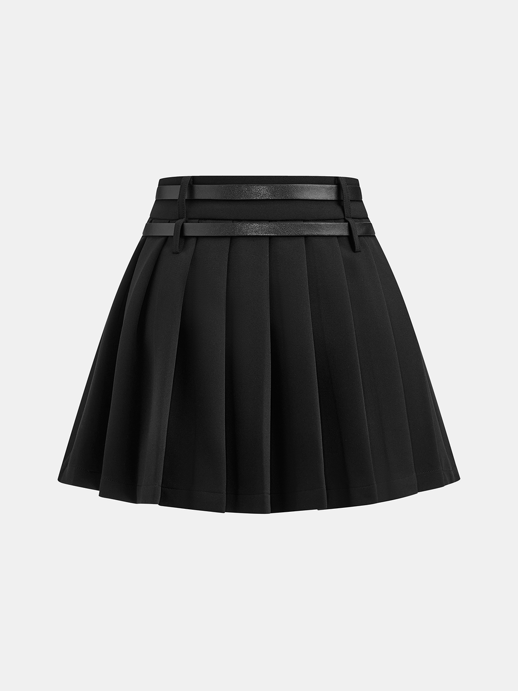 Pleated Double Buckle Mini Skirt