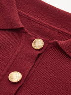 Polo Collar Buttoned Knit Sweater