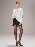 Floral Sequin Mesh Detail Sweater