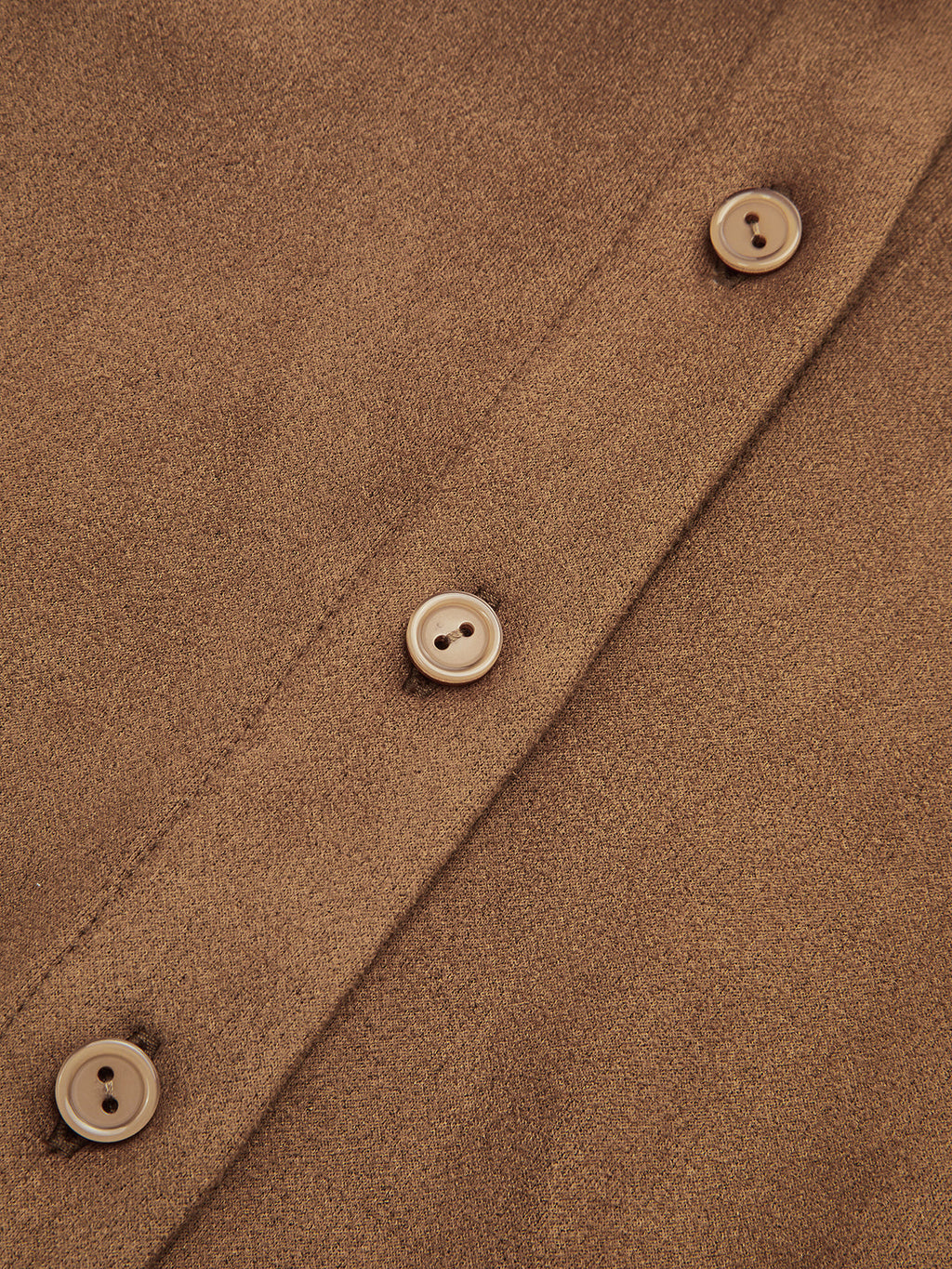 Cinched Waist Button-Front Suede Effect Shirt