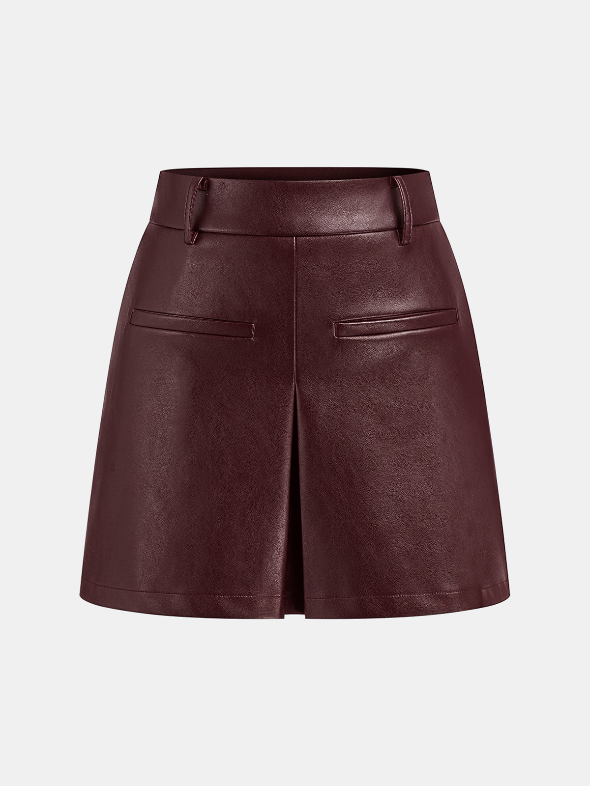 Faux Leather Slit Mini Skirt