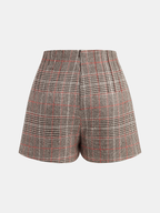 High-Waist Plaid Tweed Shorts