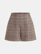 High-Waist Plaid Tweed Shorts