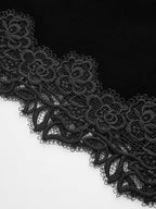 Floral Lace Trim Velvet Mini Skirt