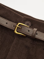 Belted Corduroy High-Waist Pants