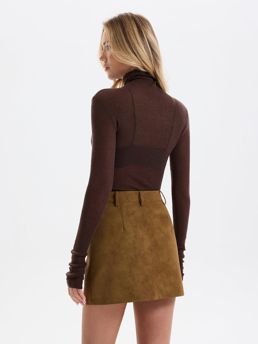 Suede Effect Mini Skirt without Belt
