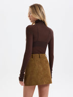 Suede Effect Mini Skirt without Belt