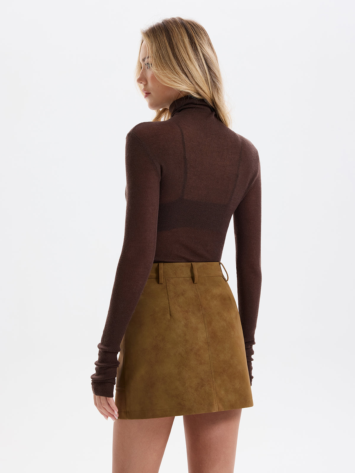 Suede Effect Mini Skirt without Belt