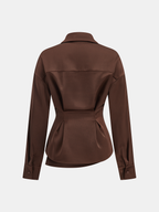 Asymmetric Wrap Satin Shirt