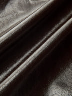 Asymmetric Ruched Slit Faux Leather Midi Skirt