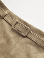 Belted Suede Midi Skirt