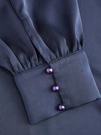 Satin Draped Mock Neck Blouse