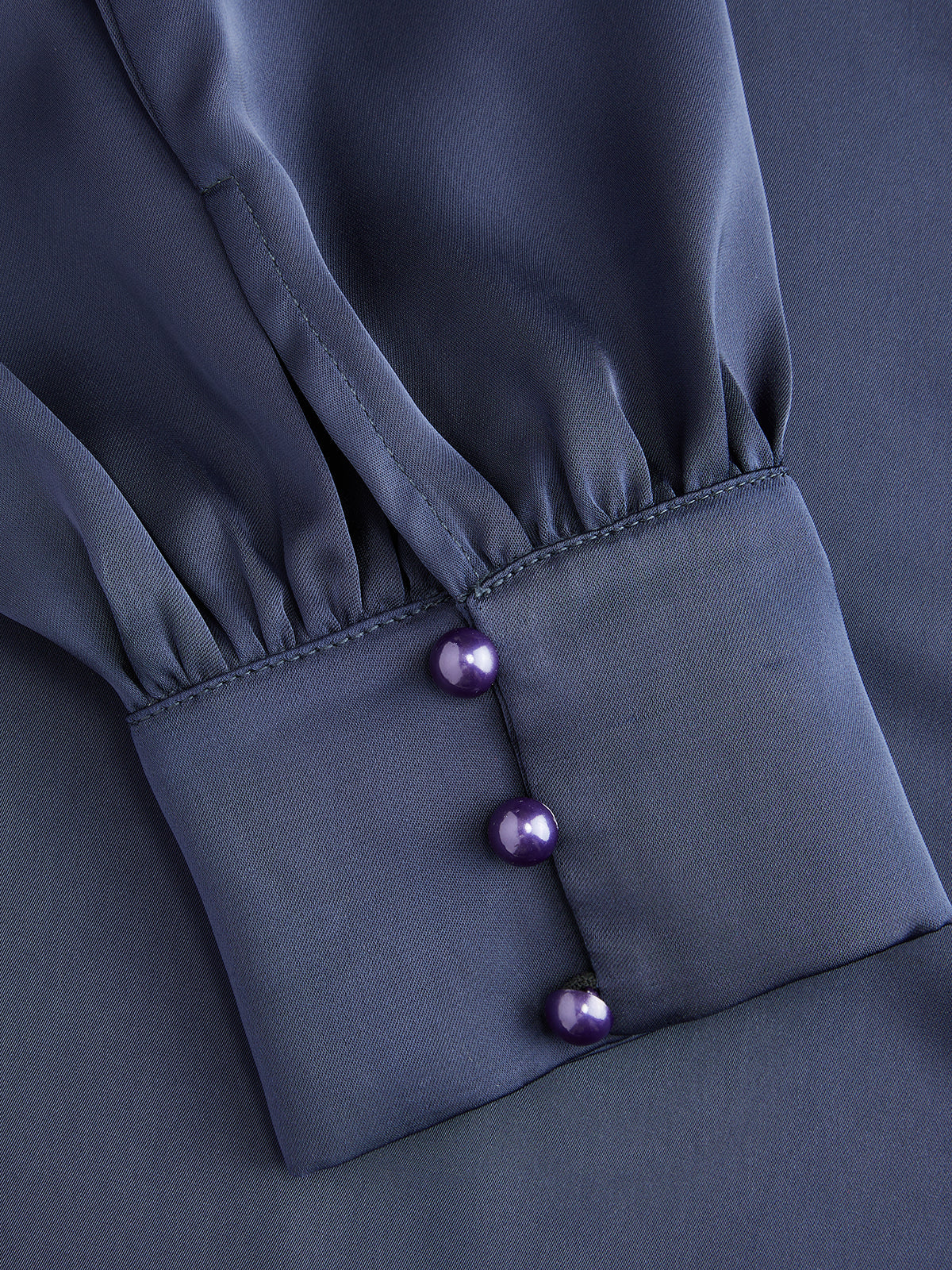 Satin Draped Mock Neck Blouse