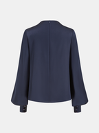 Satin Draped Mock Neck Blouse