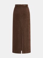 Belted Corduroy Skirt