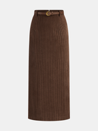 Belted Corduroy Skirt