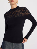 Sheer-Lace Paneled Knit Sweater